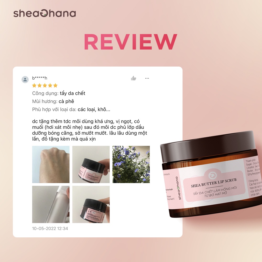 Tẩy tế bào chết môi làm hồng và dưỡng ẩm từ bơ hạt mỡ SheaGhana Shea Butter Lip Scrub 30gr