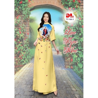 Vải may áo dài in hình Đức Mẹ