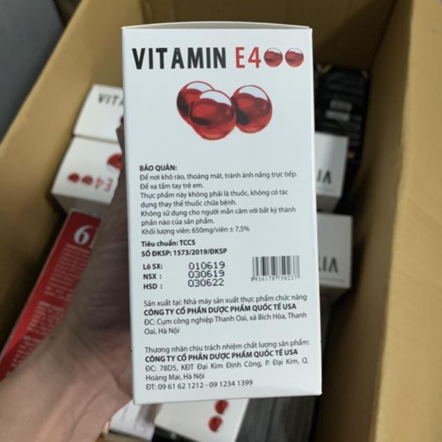 Viên Uống đẹp da Vitamin E Đỏ 4000mcg, Aloe vera 500mg chống lão hóa - Hộp 100 viên chống lão hóa da | BigBuy360 - bigbuy360.vn