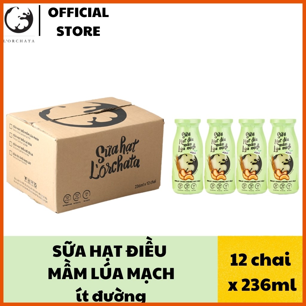 Hộp 12 chai sữa hạt L ORCHATA CO12M điều mầm lúa mạch hạt tự nhiên thumbnail