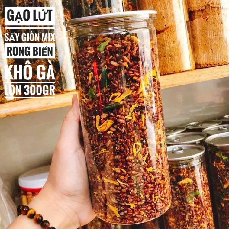 Gạo Lứt Sấy Giòn Mix Rong Biển Khô Gà Ăn Liền Lon 300gr