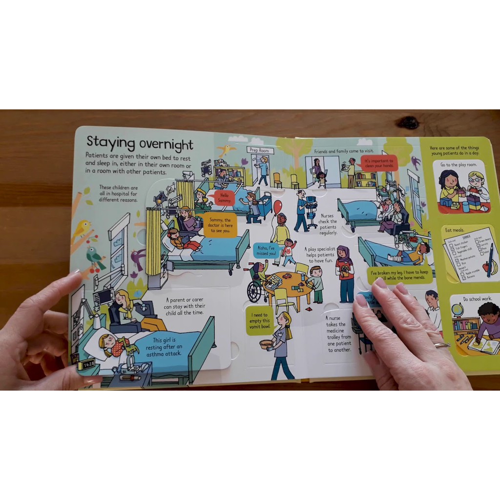 Sách - Look Inside A Hospital Usborne - cho bé tìm hiểu về nghề bác sĩ