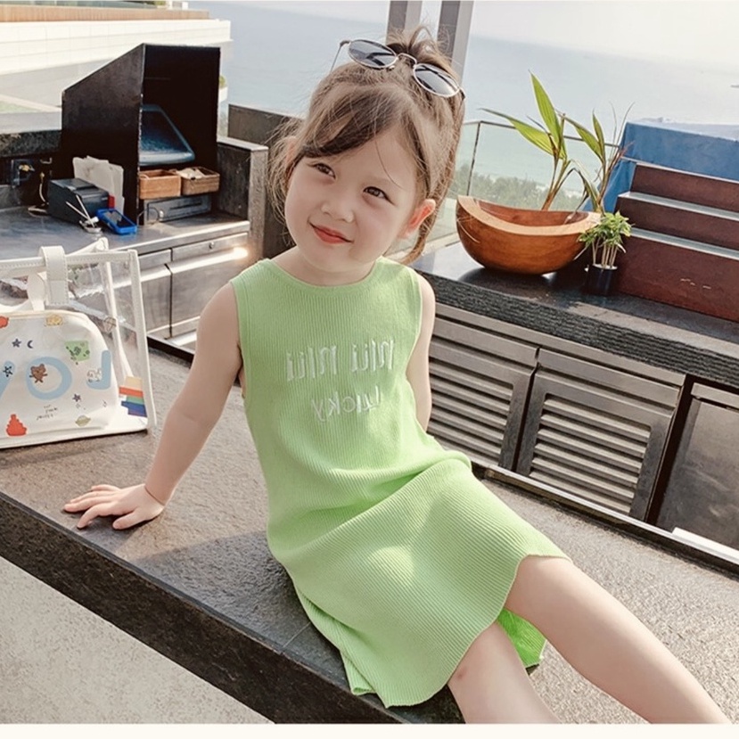 (10-30kg) Váy cho bé gái, váy sát nách chất tăm lạnh NLU NLU siêu mát mẻ cho bé