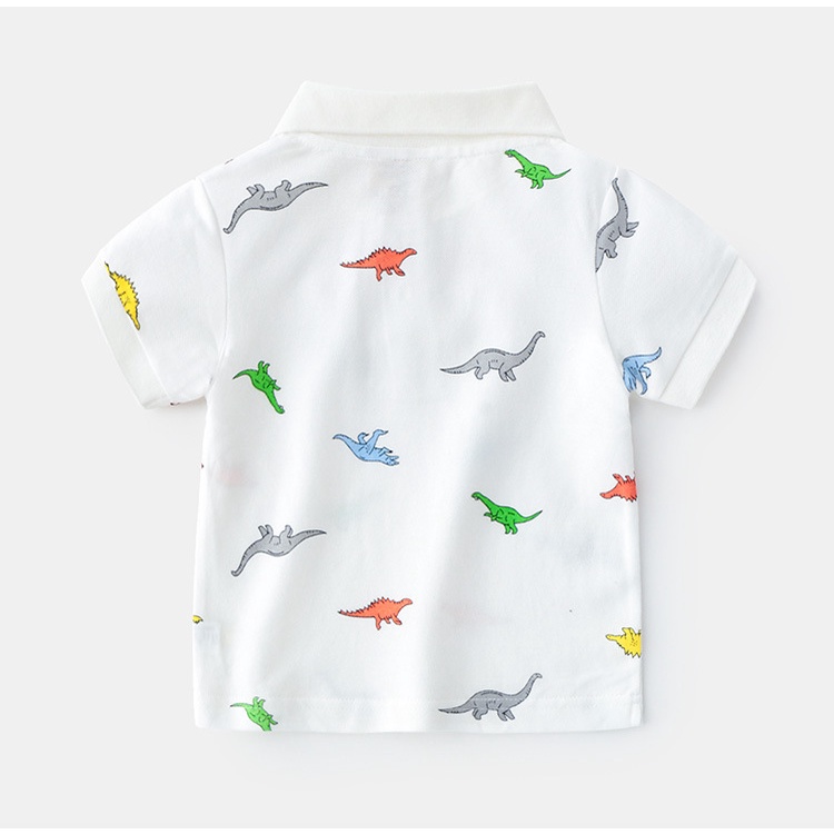 Áo phông cộc tay polo có cổ in hình khủng long cho bé trai chất vải cá sấu cao cấp - SUMO KIDS