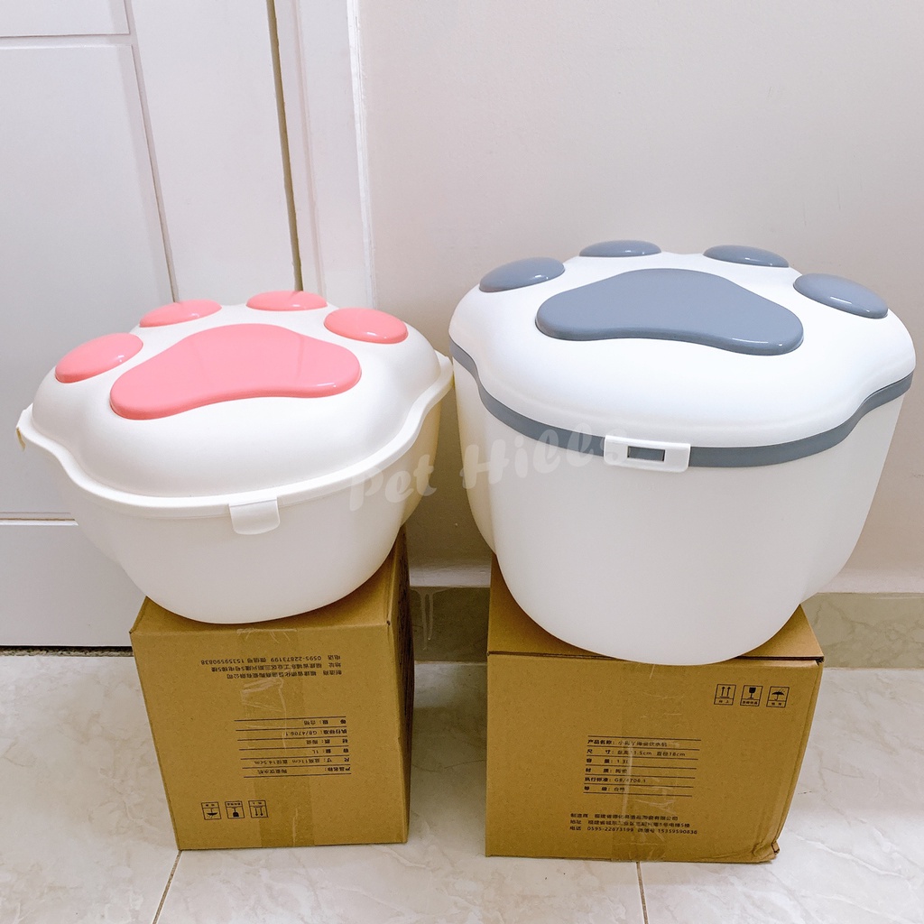 Thùng đựng hạt 3-8kg hình bàn chân cho mèo tặng kèm muỗng xúc hạt