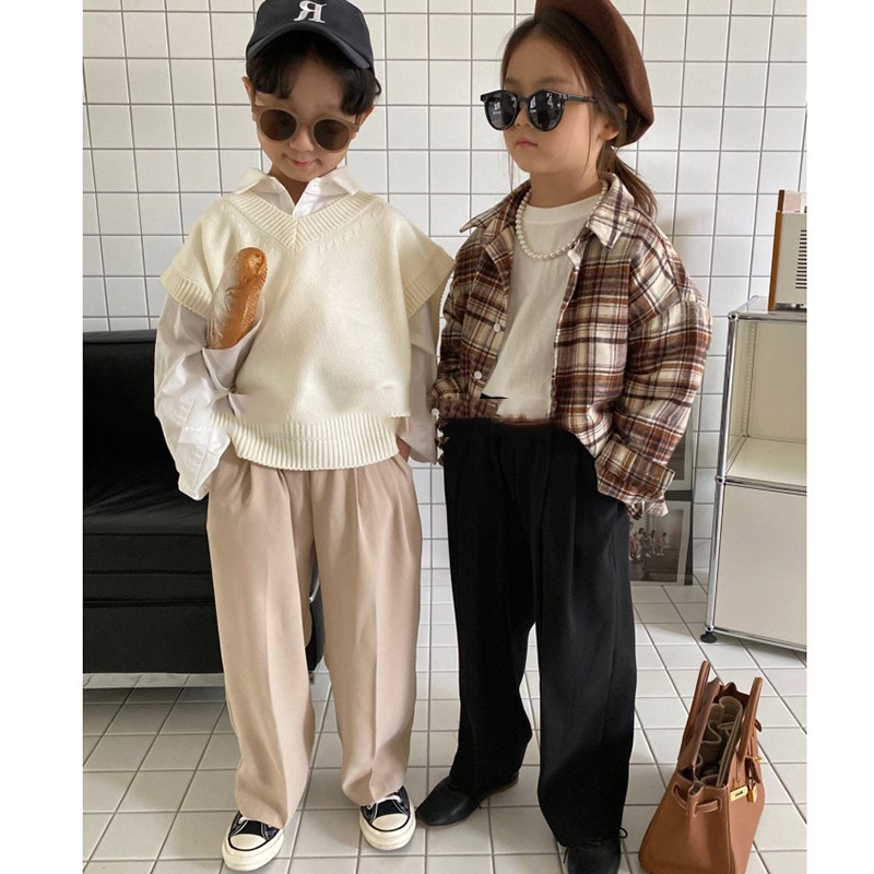 QT9 Size90-130 (9-25kg) Quần âu ống đứng-unisex Thời trang trẻ Em hàng quảng châu