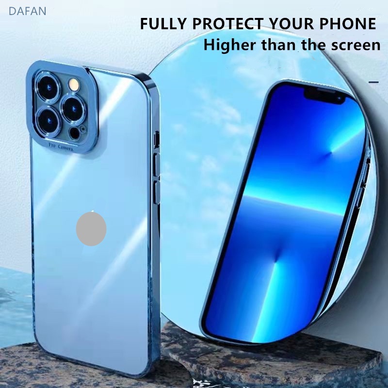 Ốp điện thoại silicon trong suốt mạ viền sang trọng bảo vệ camera nhẹ cho iPhone 13 12 11 Pro Max XR XS Max 7 8 Plus