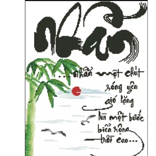 Tranh thêu chữ thập chữ -Nhẫn 45x55