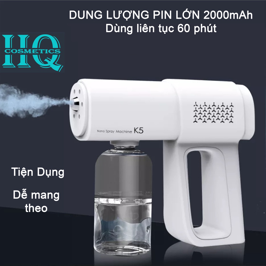 Súng Phun Sương Xịt Khuẩn Cầm Tay Nano Không Dây K5,Thế Hệ Mới 6 Mắt, Dụng Cụ Phun Cồn Diệt Kháng Khuẩn Bằng Tia UV