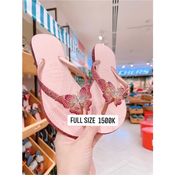 Dép kim tuyến + charm bướm 2 tầng new