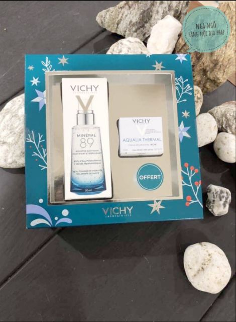 Set VICHY: 1 chai serum Vichy 89 & kem dưỡng ẩm Vichy Aqualia Thermal