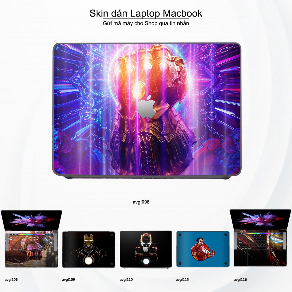 Skin dán Macbook mẫu Avenger (đã cắt sẵn, inbox mã máy cho shop)