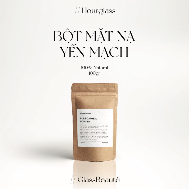 Bột Yến Mạch đắp mặt nạ hữu cơ HOURGLASS nguyên chất - 100% Organic 100gr
