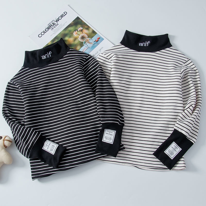 Áo Thun Tay Dài Kẻ Sọc Thời Trang Thu Đông Cho Bé