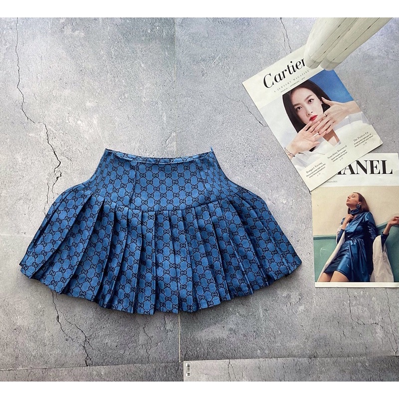 Gᴜ Sᴋɪʀᴛ - Chân váy cạp cao hoạ tiết Gucci 🍑 𝐒𝐞𝐱𝐲𝐏𝐞𝐚𝐜𝐡 𝐒𝐭𝐮𝐝𝐢𝐨 🍑