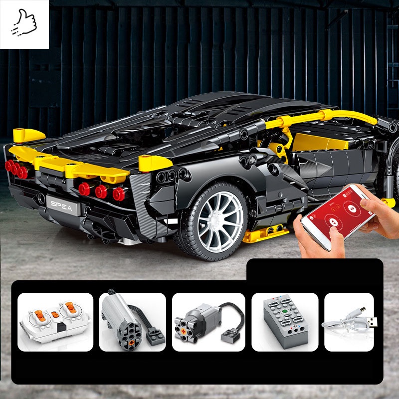 Đồ Chơi Lắp Ráp Kiểu LEGO Technic Mô Hình Siêu Xe Lamboghini Điều Khiển Từ Xa RC Model 701954 Với 1200+ Mảnh Ghép