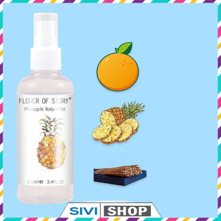 Xịt thơm 2in1 body và xịt thơm phòng Flower Of Story 100ml hương hoa quả