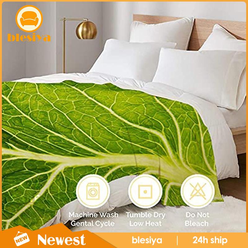 [Blesiya] Chăn Sofa Vải Flannel Mềm Ấm Áp Thoải Mái Họa Tiết Lá Lettuce