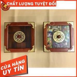 [HÀNG CAO CẤP - LOẠI 1] Khay Đựng Bánh Kẹo Ngày Tết bằng Gỗ Hương Cao Cấp Vuông Kính Bọc Đồng Sang Trọng