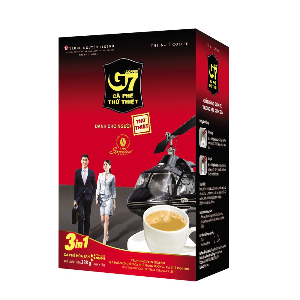 Cà phê hòa tan G7 3in1 - Trung Nguyên Legend - Hộp 18 sticks x 16gr