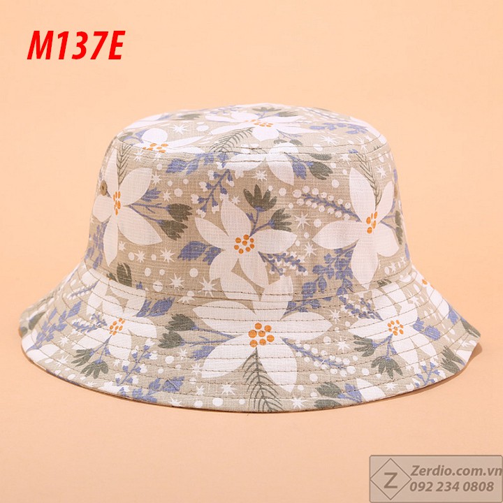 Nón bucket tai bèo nam nữ họa tiết cây hoa lá đẹp chất liệu cotton cao cấp