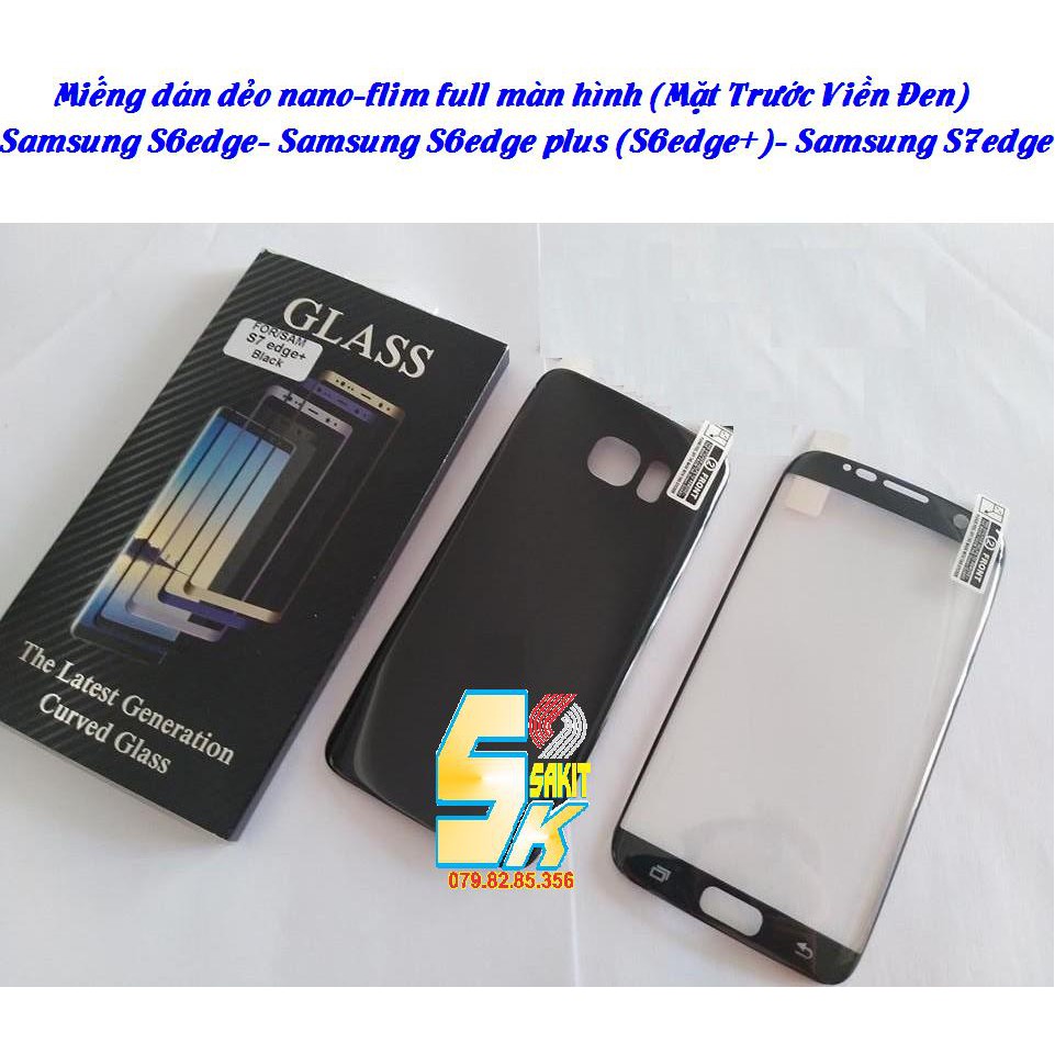 Miếng dán dẻo nano-flim full màn hình (Mặt Trước Viền Đen) Samsung S6edge- S6edge plus (S6edge+)- S7edge