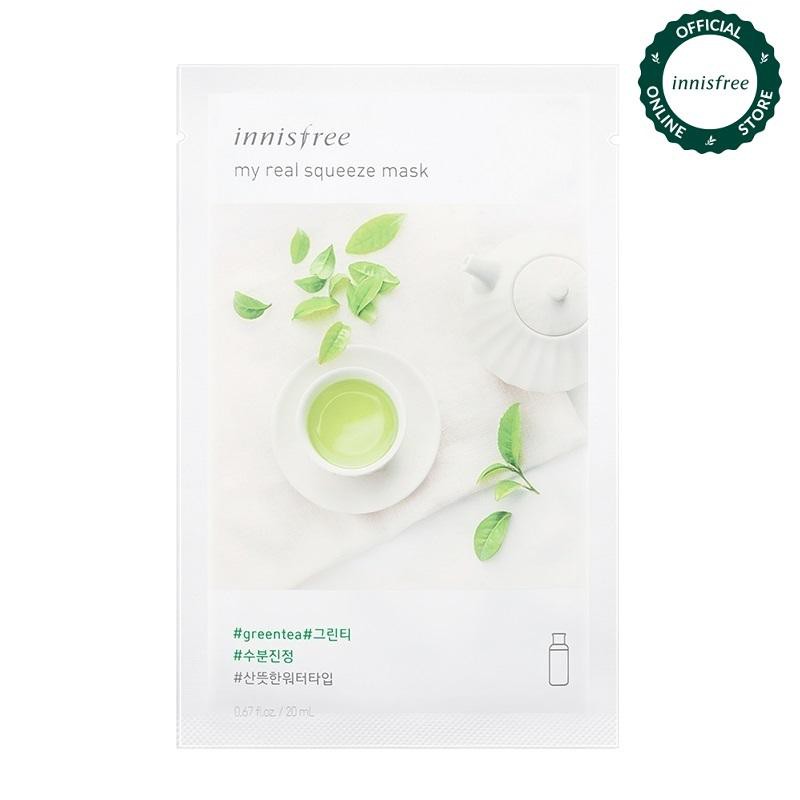 Mặt nạ giấy cấp nước & làm dịu da từ trà xanh Innisfree My Real Squeeze Mask - Green Tea 20ml