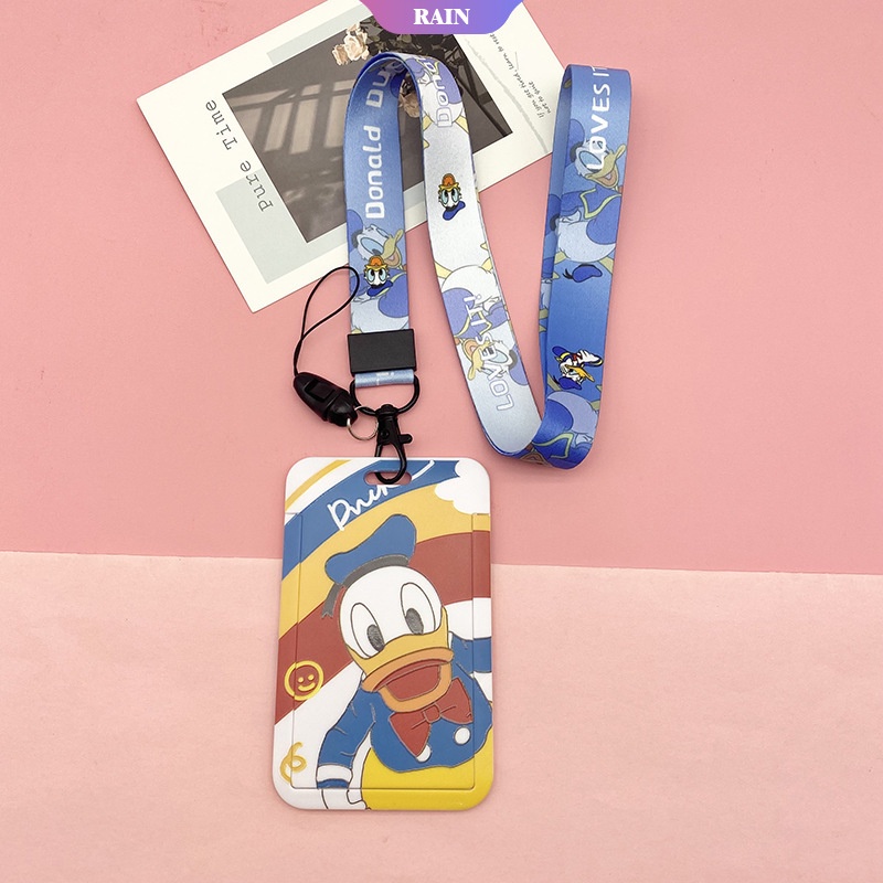 Bao Đựng Thẻ Bằng Nhựa Có Dây Đeo Họa Tiết Hoạt Hình Pikachu Hello Kitty Mickey Vịt StellaLou Bus ID