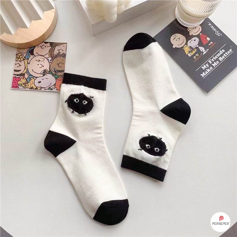 Tất cổ cao họa tiết dễ thương, set 3 đôi tất vớ chất liệu cotton thoáng mát - Cherry Shop
