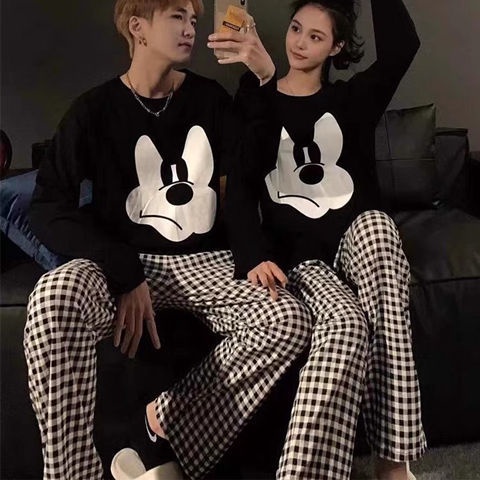 Bộ Đồ Ngủ Tay Dài Dáng Rộng Kiểu Hàn Quốc Dễ Thương Cho Nữ