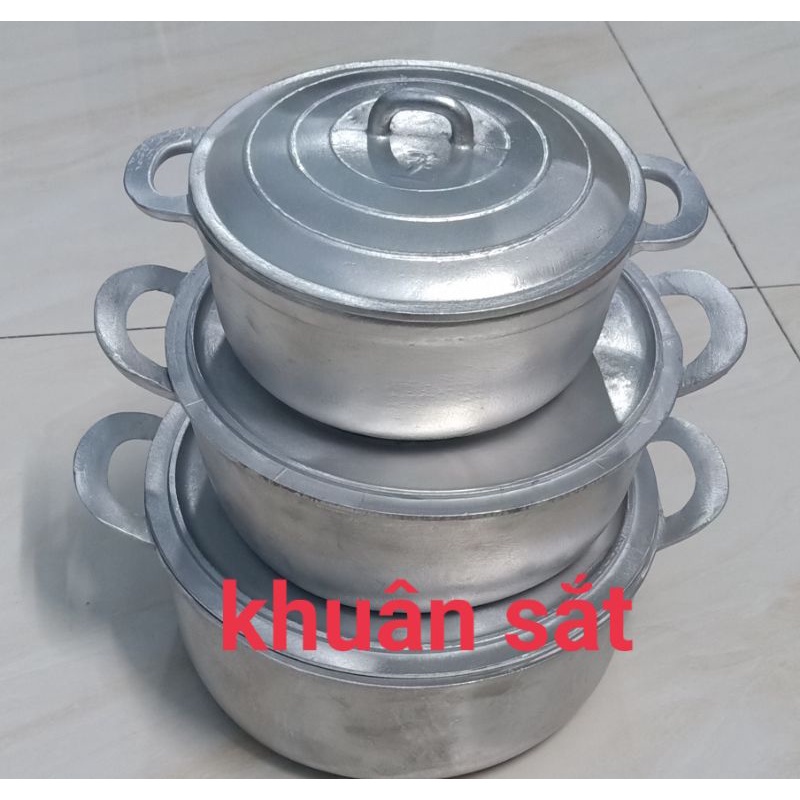 Bộ 3 Nồi Gang Đúc Bằng Khuân Sắt Đường kính 17cm+21cm+23cm