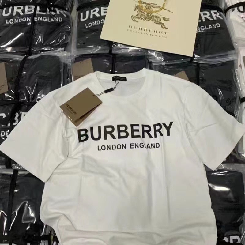 Áo Thun Burberry Tay Ngắn Cổ Tròn Dáng Rộng Vải Cotton Thời Trang Dành Cho Cặp Đôi