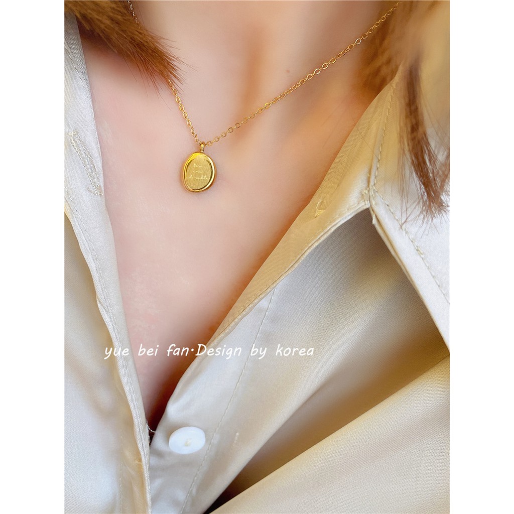 Dây Chuyền Thép Titan Mạ Vàng 18k Không Gây Dị Ứng Thiết Kế Đơn Giản Thời Trang Cho Nữ