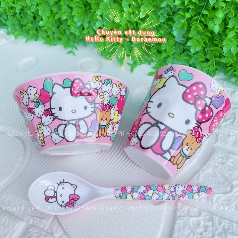 Combo chén ly muỗng dĩa Hello Kitty gấu