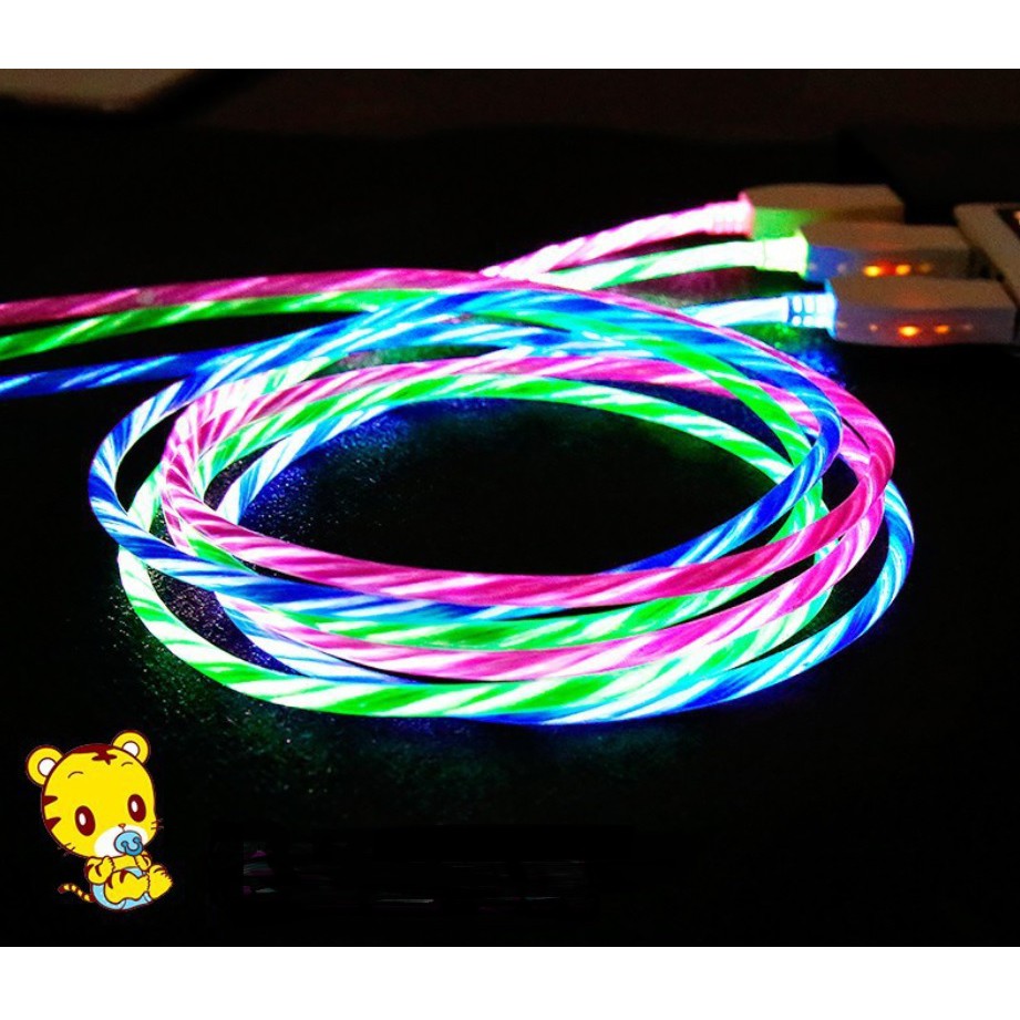 Cáp sạc nhanh 2.4A có đèn phát sáng cho iphone và samsung JM88