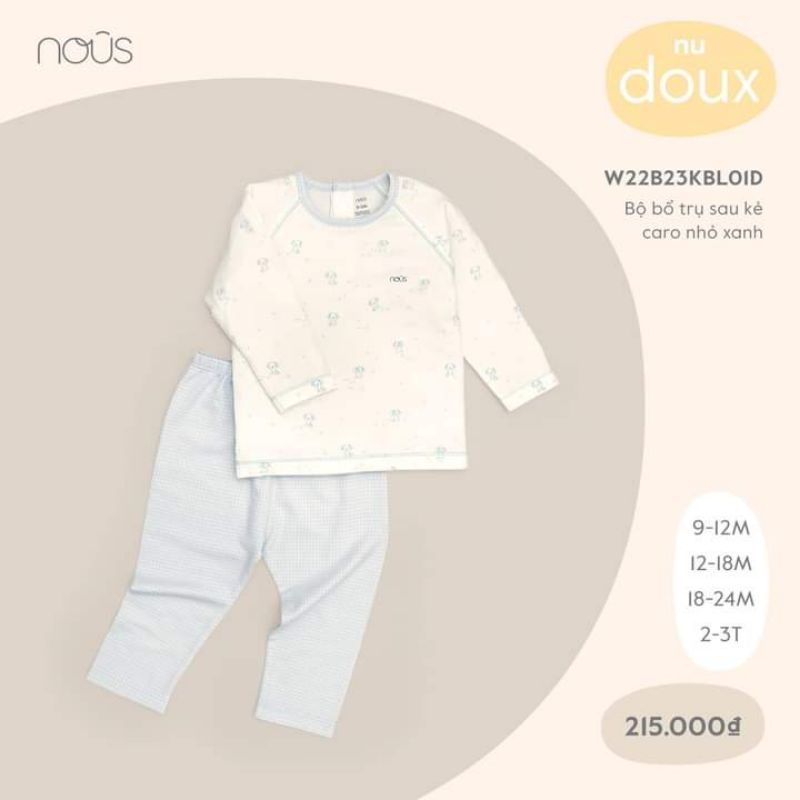(Nous) bộ cổ trụ sau kẻ caro nhỏ xanh
