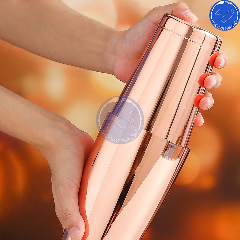 Bình Lắc Shaker Inox 2 Đáy Màu Lì/  Boston Shaker Inox 2 Đáy Sần