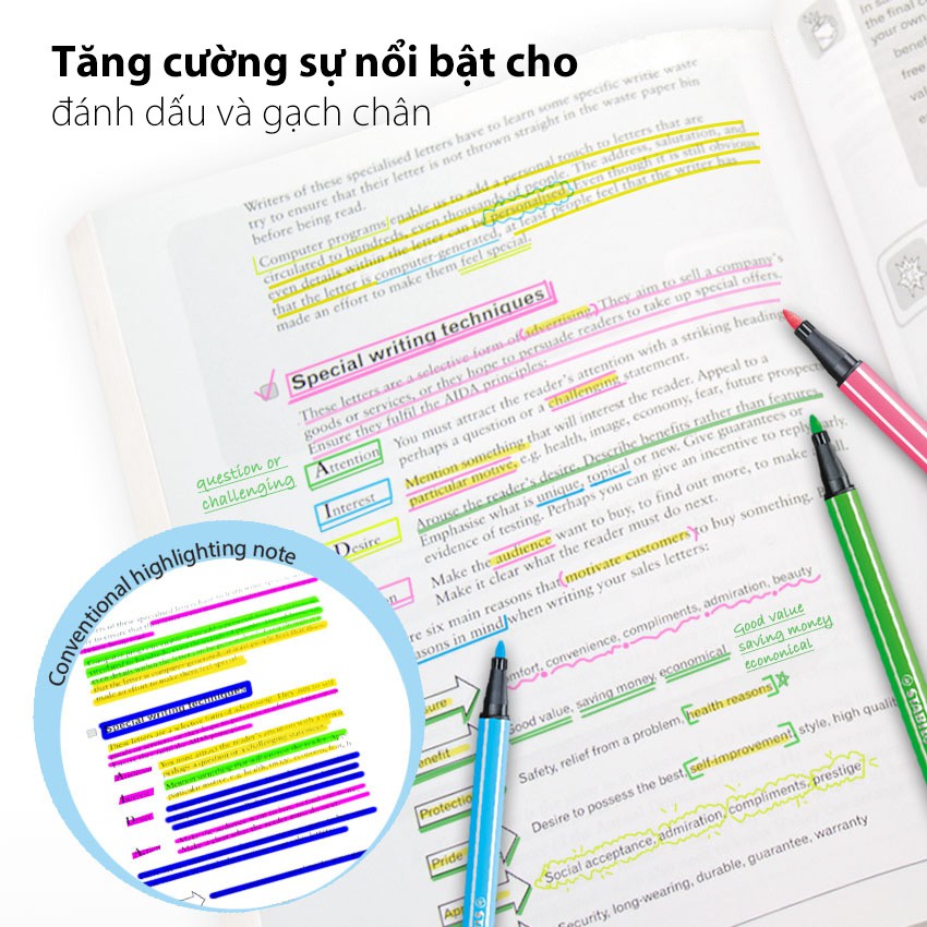 [DA ĐEN] Bộ 9 Bút Lông STABILO Pen 68 1.0mm Màu Pastel (PN68/PASTEL/C9)