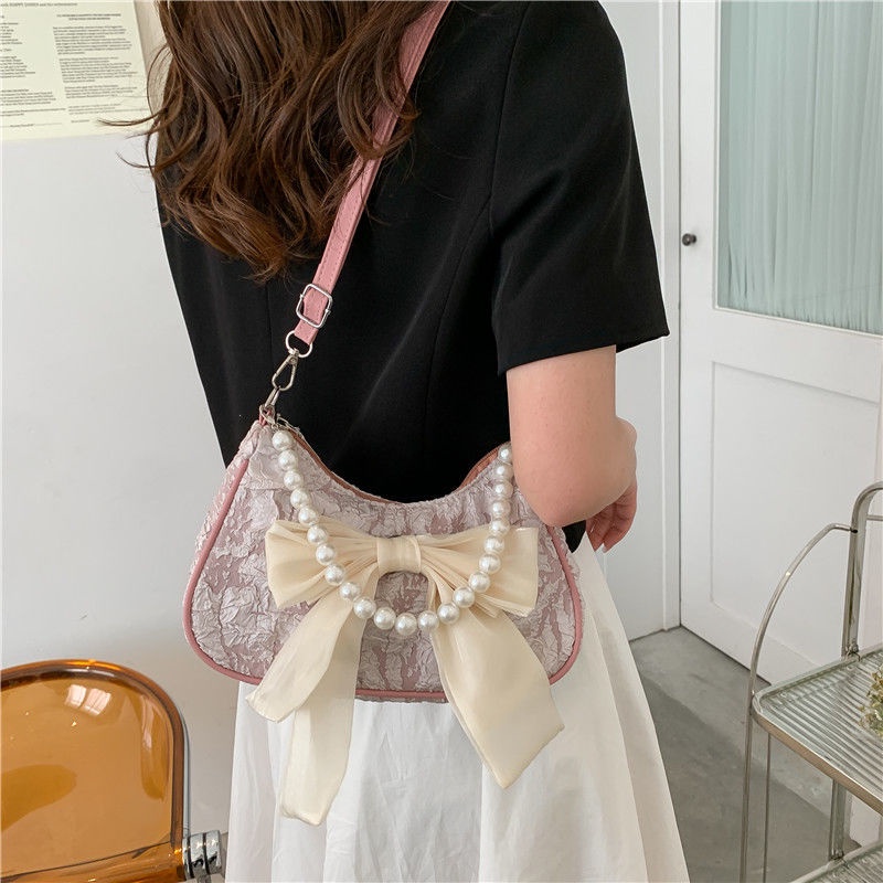 Jiashucheng Túi Xách Đính Nơ Ngọc Trai Thời Trang Mùa Hè Cho Nữ