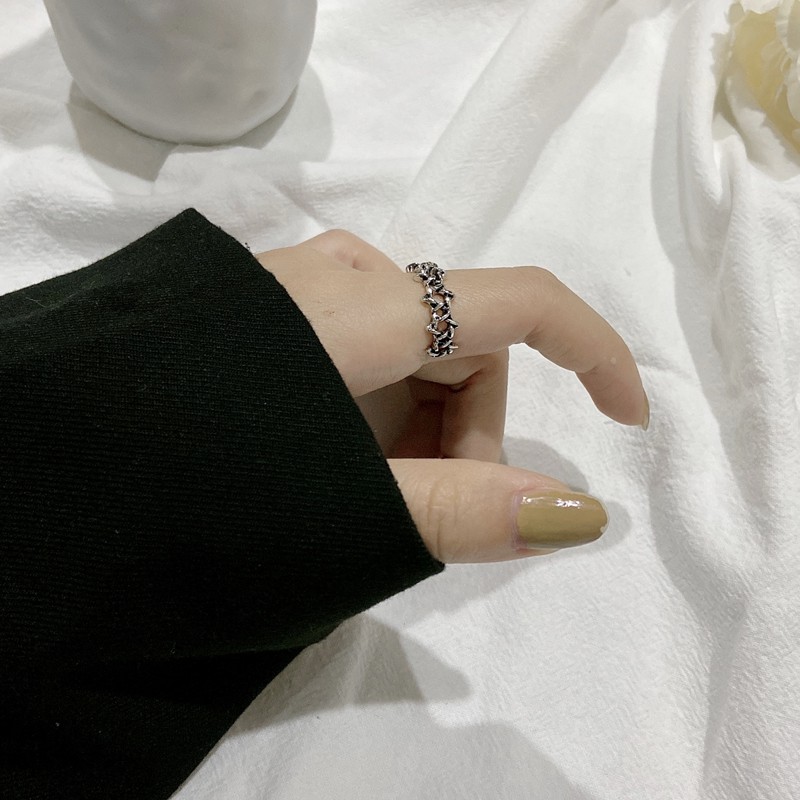 Nhẫn ngôi sao sáu cánh rỗng sành điệu hip-hop đường phố cá tính retro