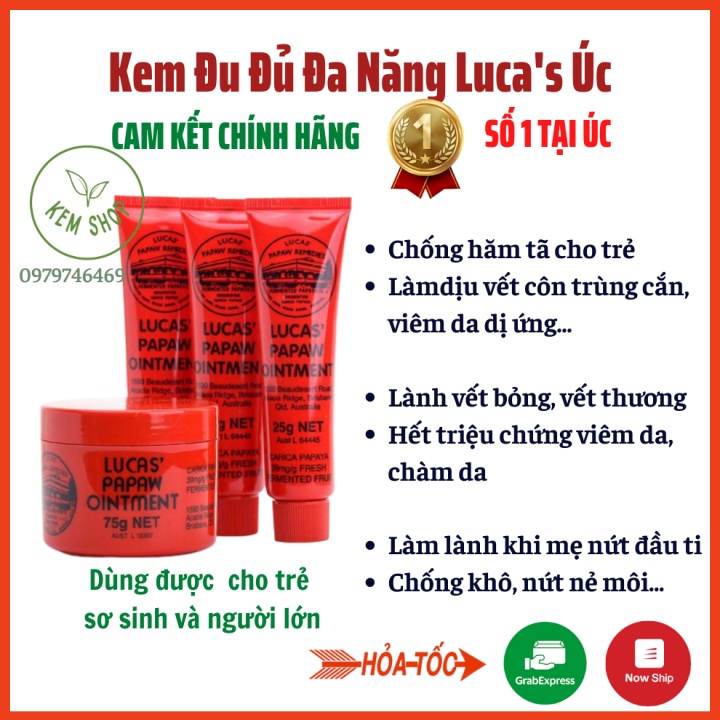 Kem đu đủ đa năng bôi ngoài da Lucas Papaw Ointment, Úc  giúp mờ sẹo, chàm, nẻ, hăm tã