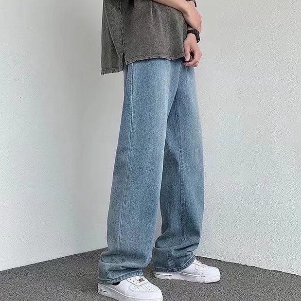 Quần Jeans Ống Rộng Phong Cách Hong Kong Trẻ Trung Hàng Mới Dành Cho Nam