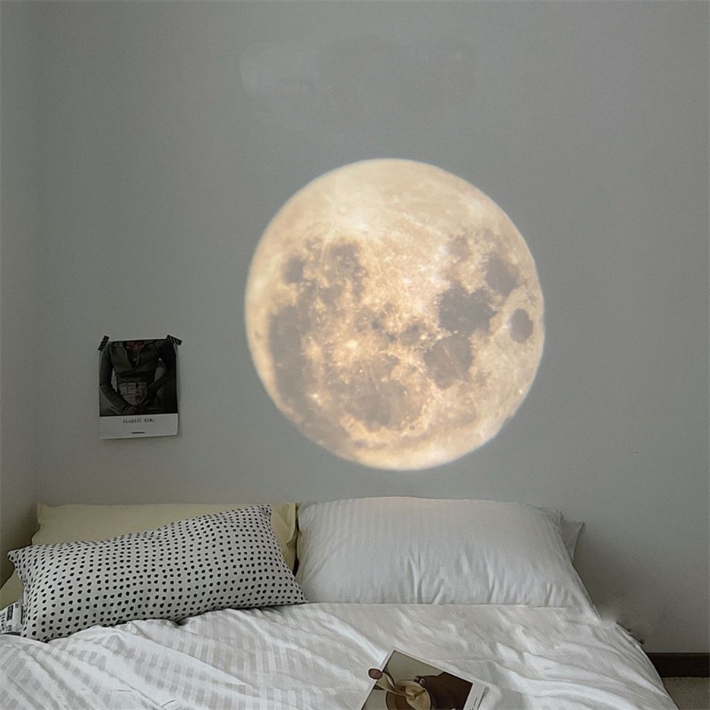 Đèn LED 3D Chiếu Sáng Hình Mặt Trăng, Trái Đất Đèn Ngủ Xoay 360 Độ trang trí tường phòng ngủ lãng mạn, Làm Quà Tặng DC1