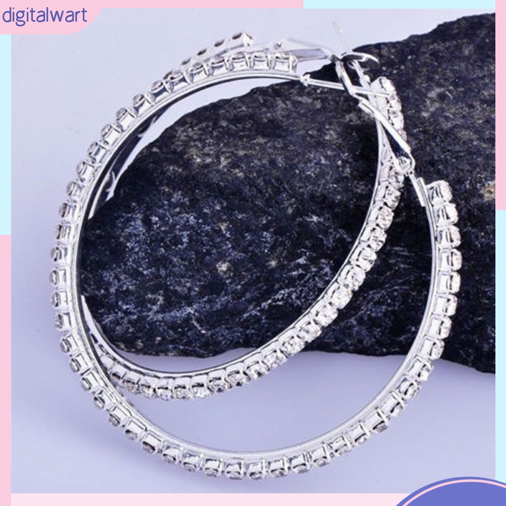 Khuyên tai hợp kim tròn đính đá thời trang cho nữ