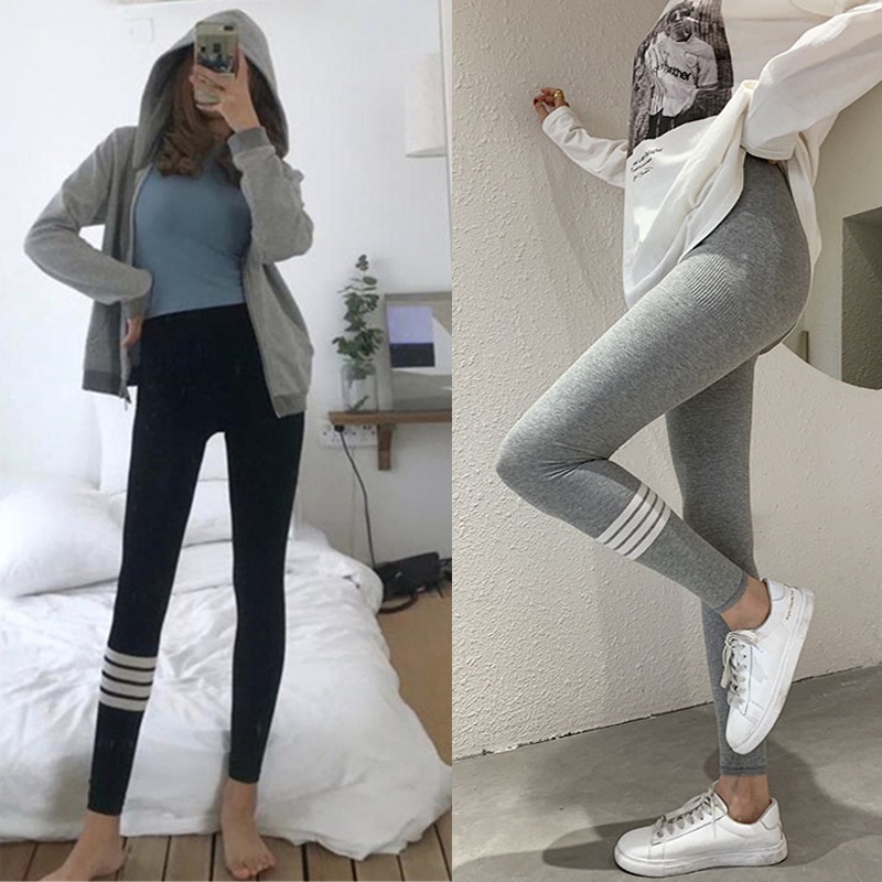 Quần legging thể thao họa tiết sọc ngang năng động cho nữ có size lớn phù hợp 65kg | BigBuy360 - bigbuy360.vn