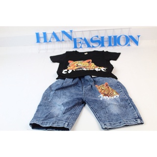Set quần jean áo thun mãnh hổ