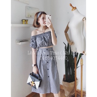 Set áo trễ vai + chân váy