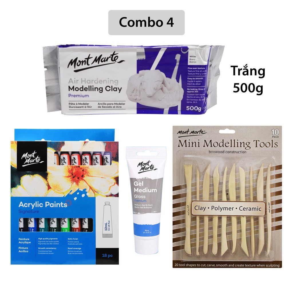 Combo Đất Sét Tự Khô Mont Marte và dụng cụ