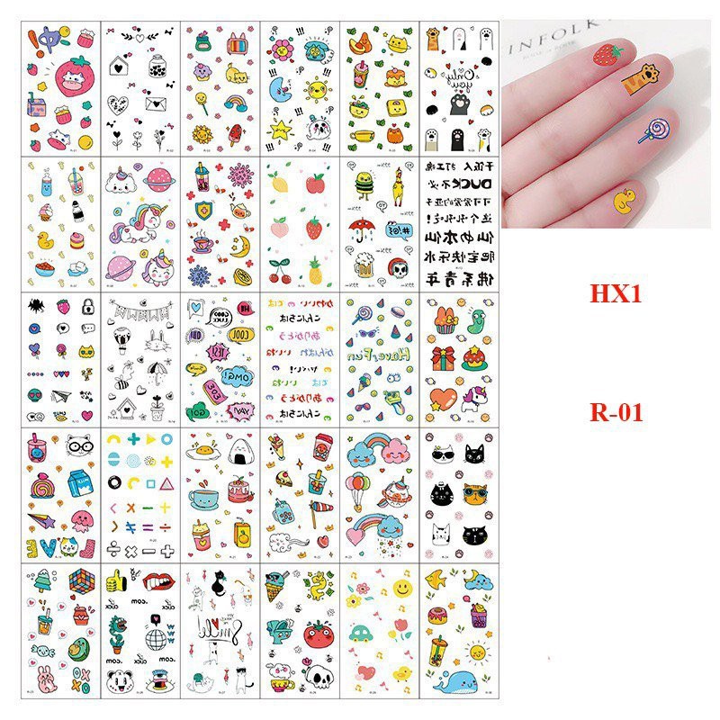 Set 30 tờ hình xăm dán Amuada hình xăm mini tatoo phong cách độc lạ HX1