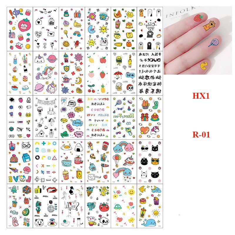 Set 30 tờ hình xăm dán Amuada hình xăm mini tatoo phong cách độc lạ HX1